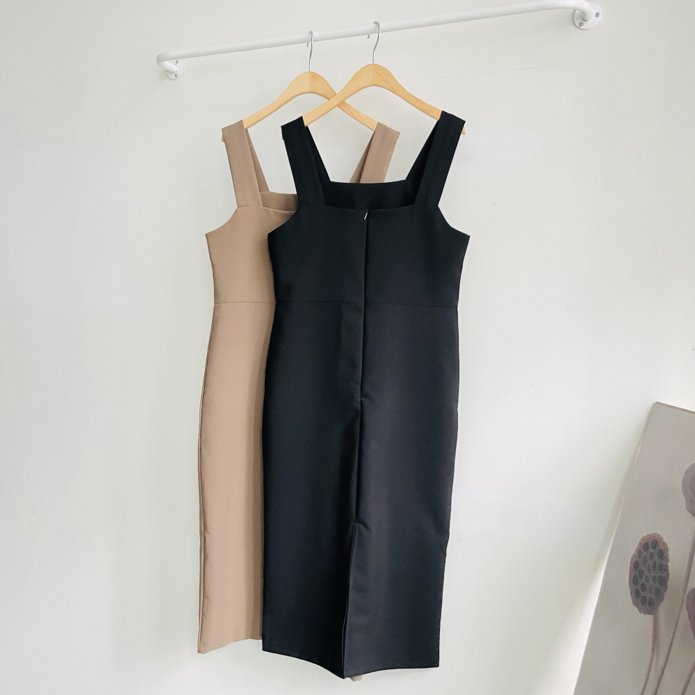 뷔스티에원피스 결혼식하객룩 나시 스퀘어넥 H라인 롱원피스