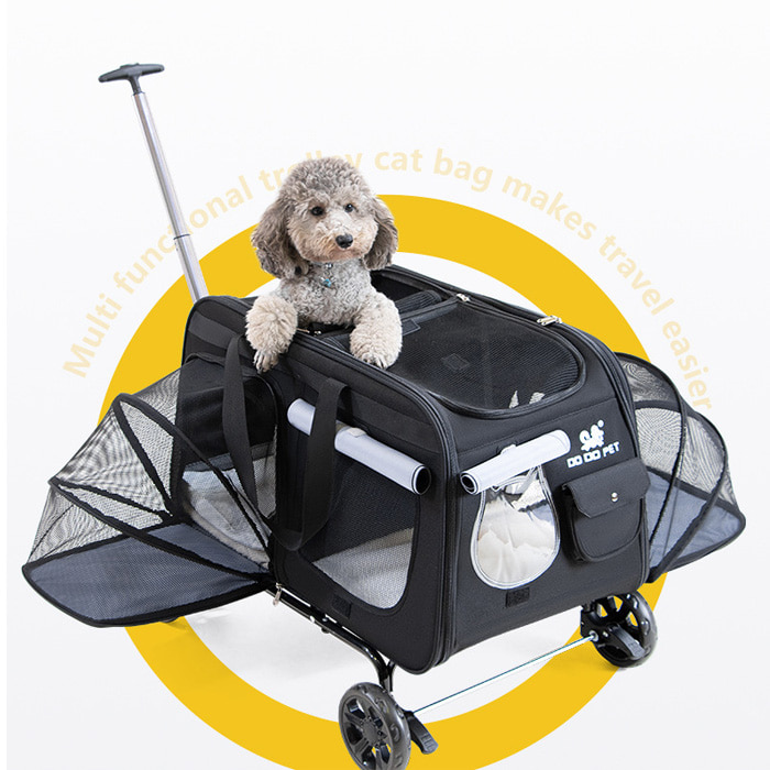 개과천선 프리블 강아지 유모차 대형견 웨건 투명창 메쉬창 다견다묘