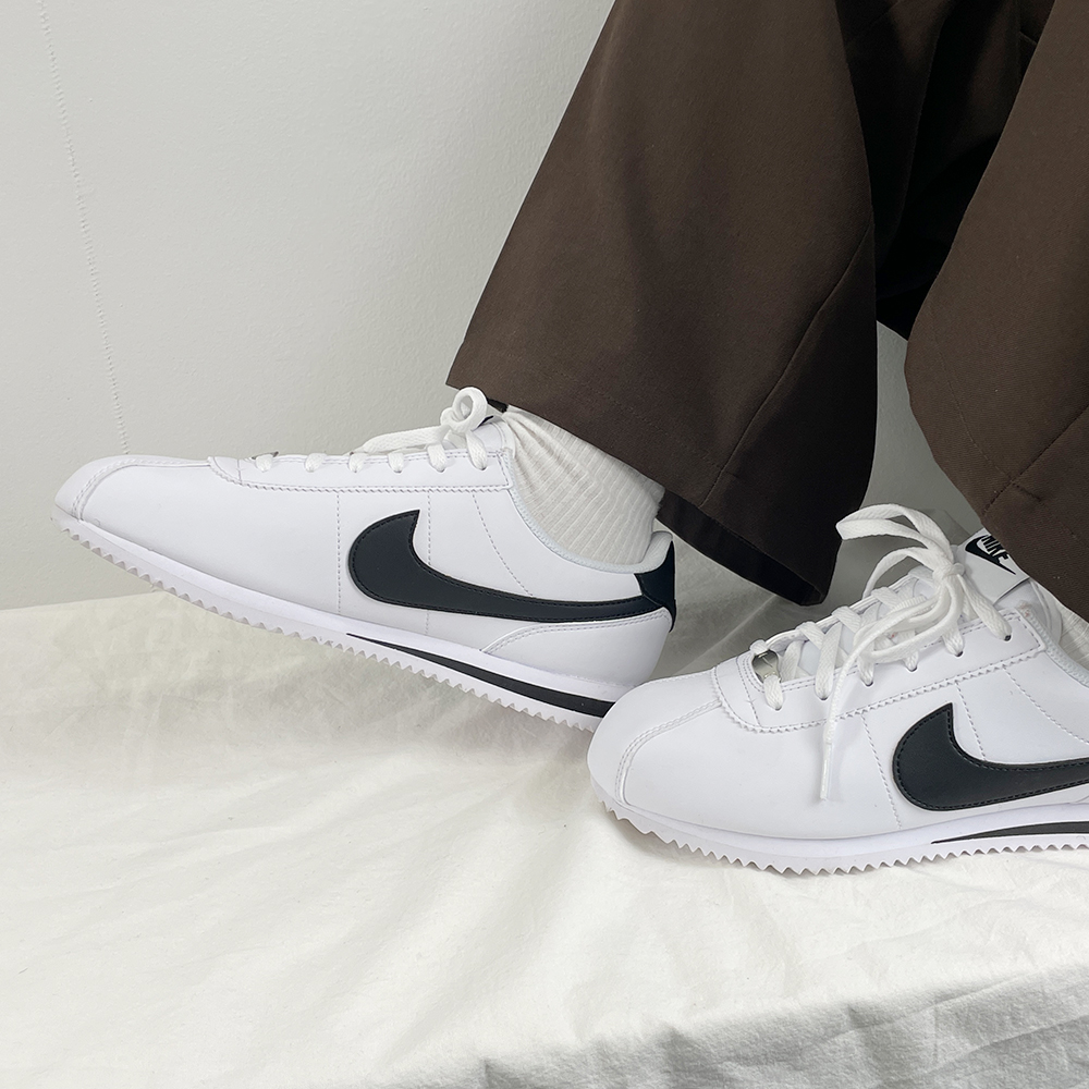 (국내매장판) 나이키 코르테즈 레더 블랙 화이트 흰검 검흰