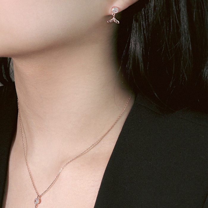 14K G.F 웨일 꼬리 SET 귀걸이/목걸이 SET0447 - 상세 이미지 4