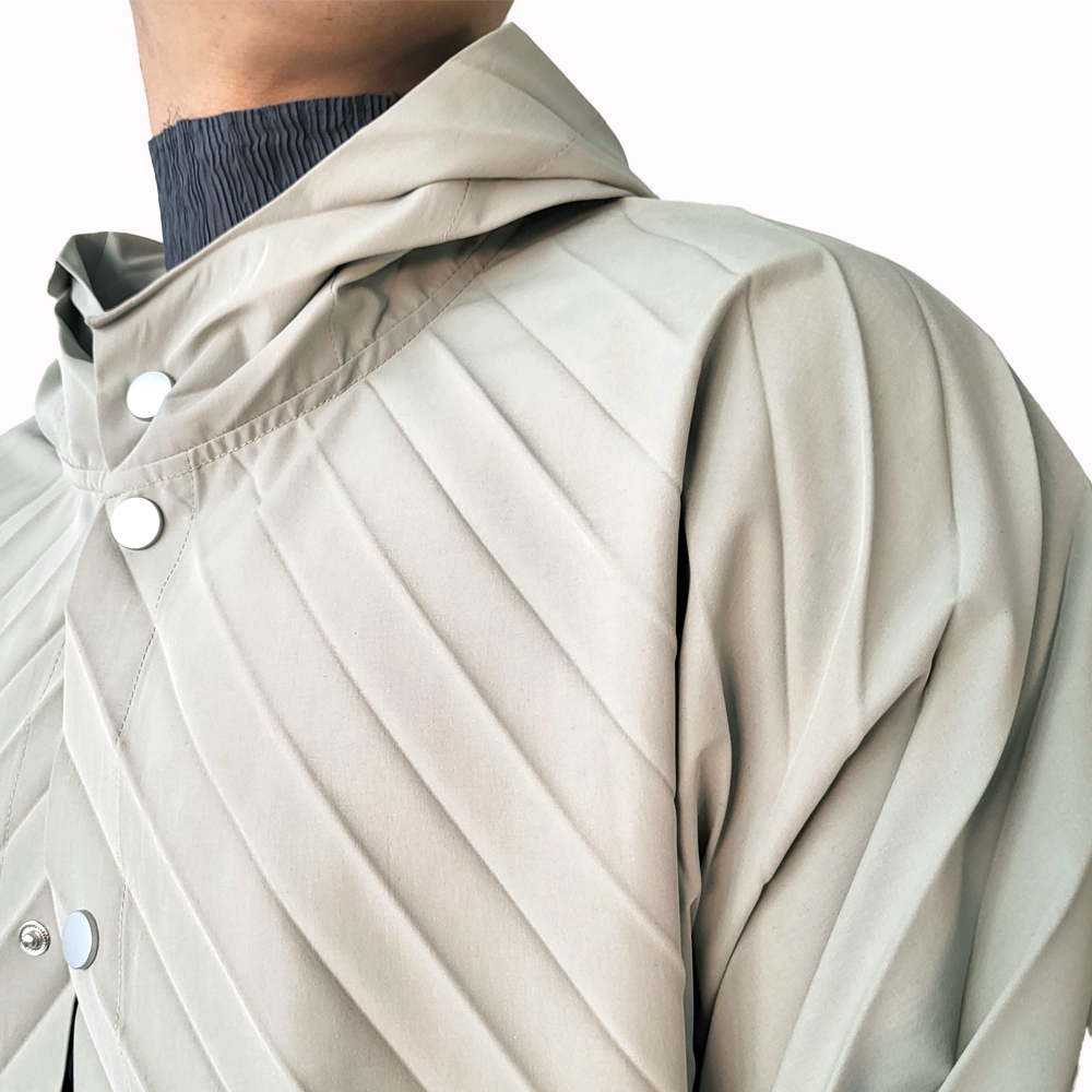 VH35 옴므 플리츠 간절기 후드 버튼업 바람막이 점퍼