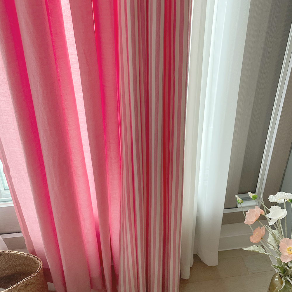 바이아미 멜란 무지 아이방 키즈 커튼 꽃핑크 맞춤제작