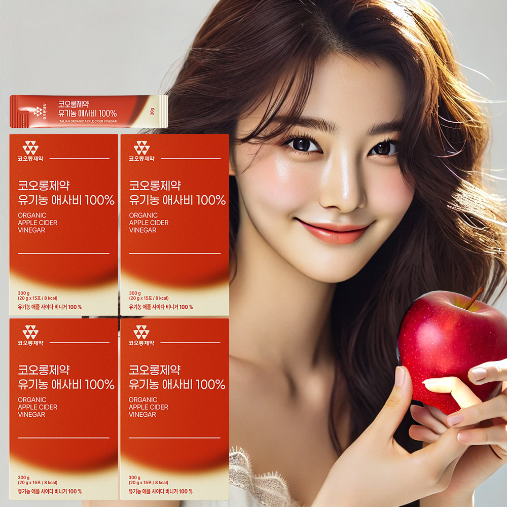 애사비 애플사이다비니거 사과식초 유기농 300ml, 4개