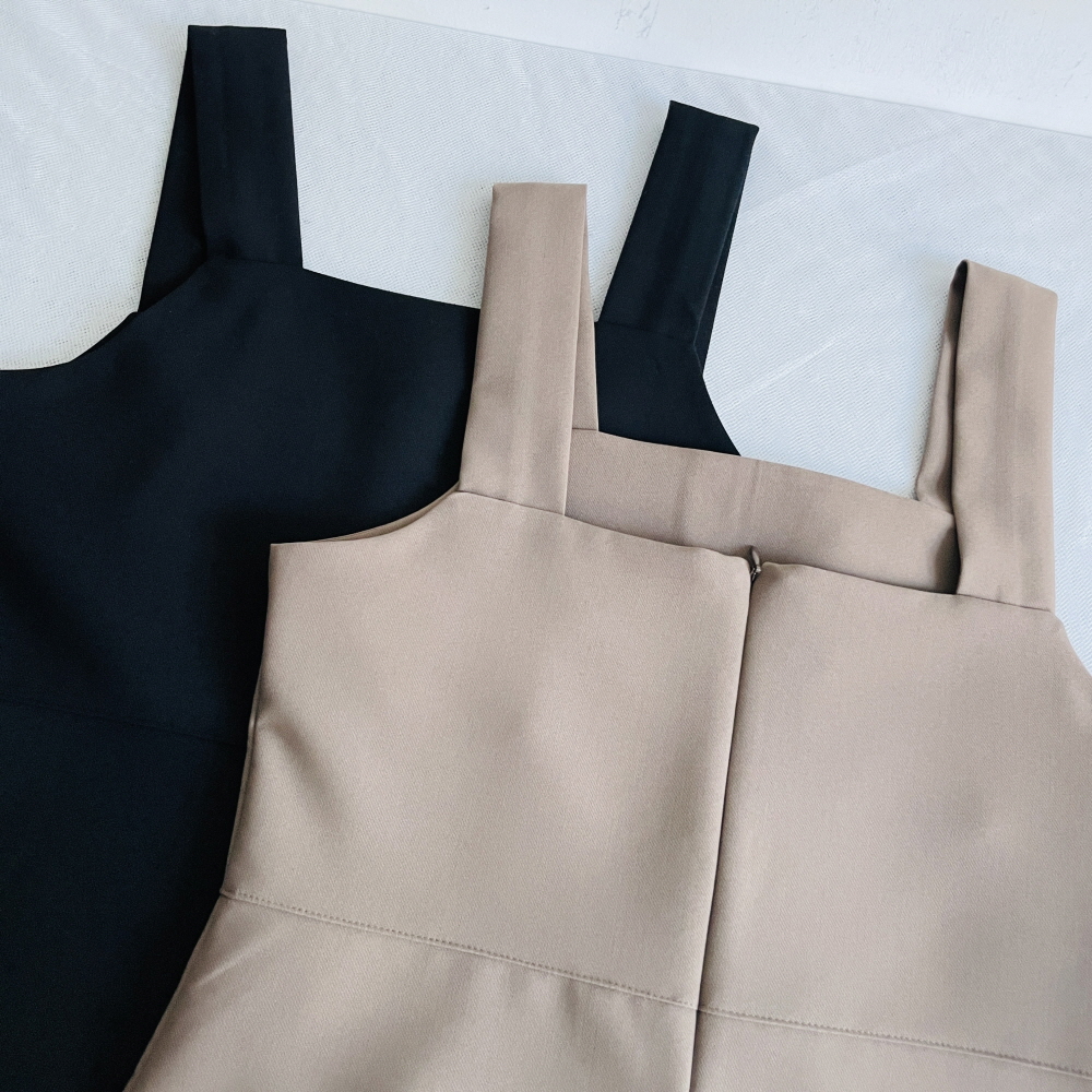 뷔스티에원피스 결혼식하객룩 나시 스퀘어넥 H라인 롱원피스