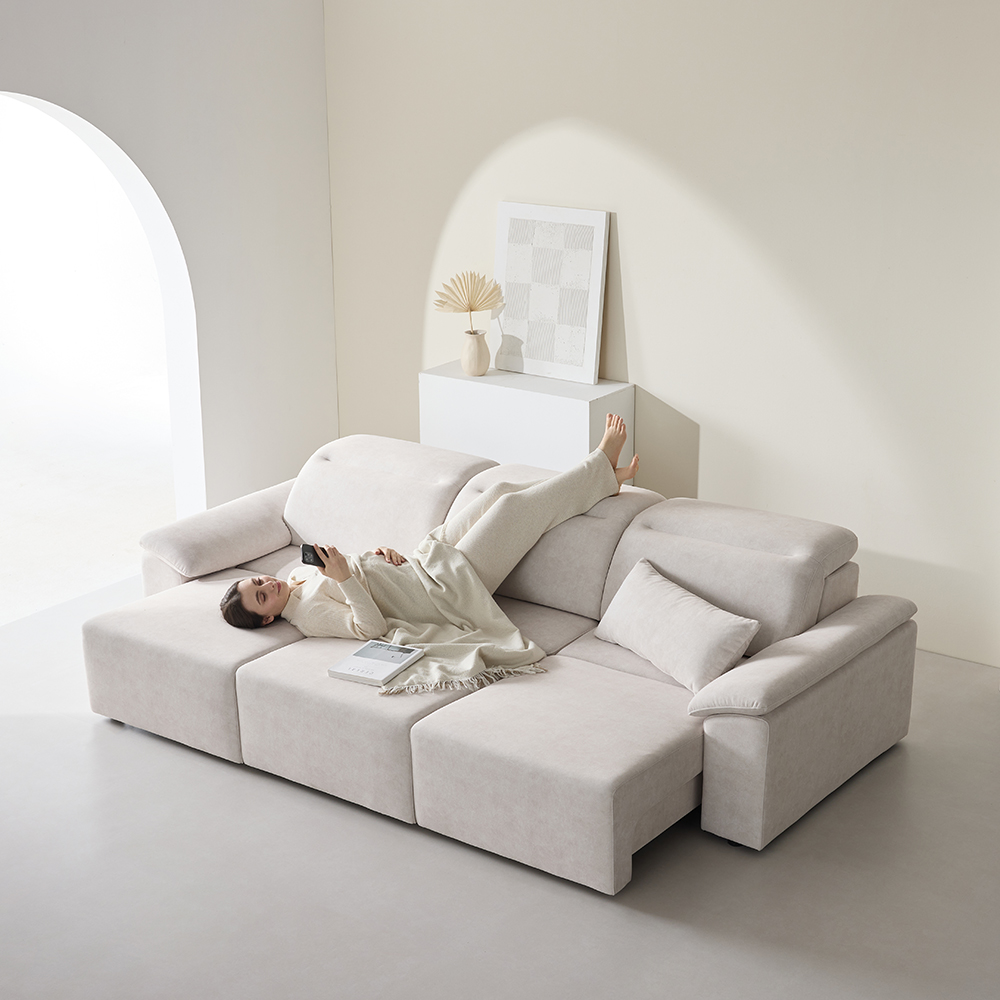 코모 모션 슬라이드 리클라이너 패브릭 4인 쇼파