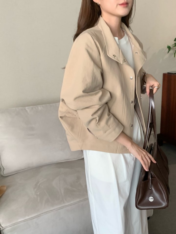 (당일일부)봄신상 탄탄 코튼 뮤어 하이넥 점퍼 똑딱단추 여성 오버박시 나그랑 블루종 자켓(86237) 상세 이미지 22