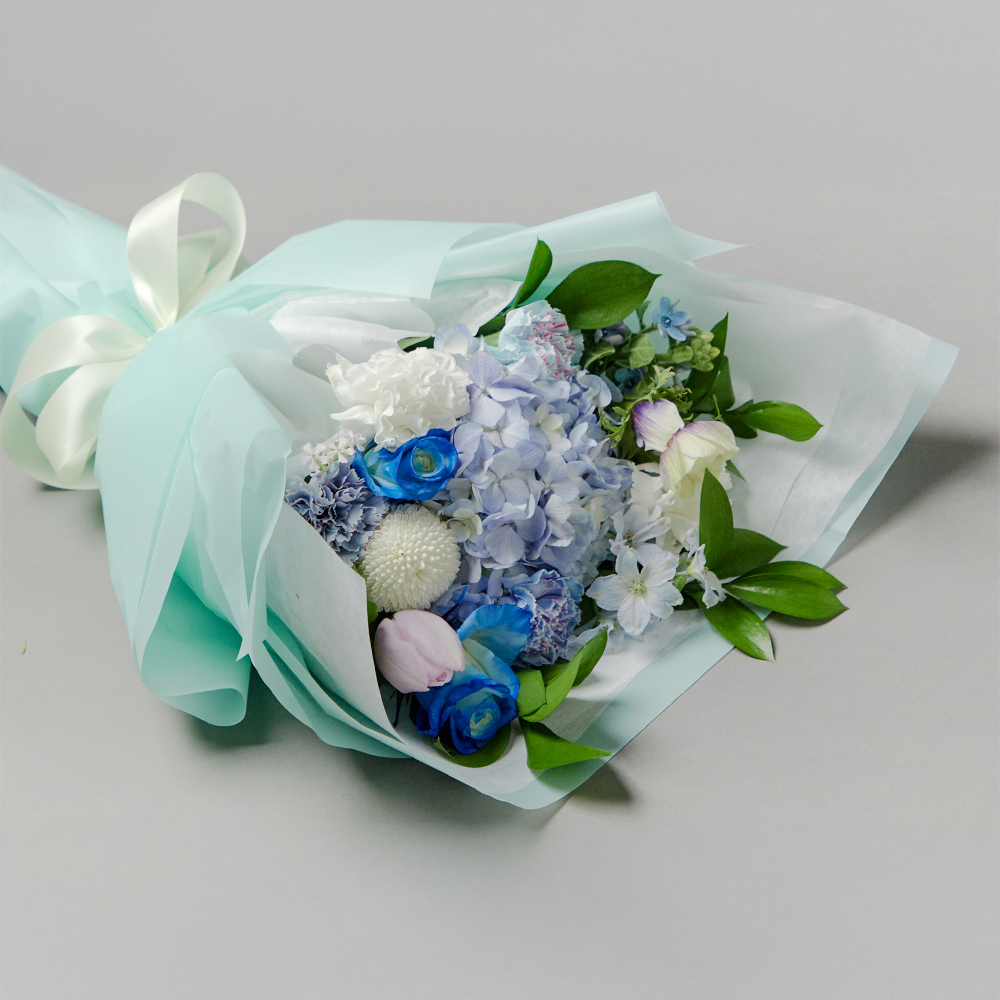 블루 파란 수국 플라워 꽃다발 생화 꽃바구니 생일 기념일 발렌타인데이 꽃배달 꽃배송서비스 - 상세 이미지 4