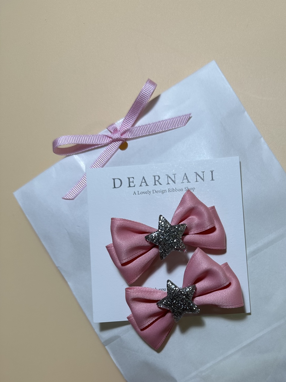 [디얼나니] Pink Stella Ribbon Pin (2개세트) - 상세 이미지 3