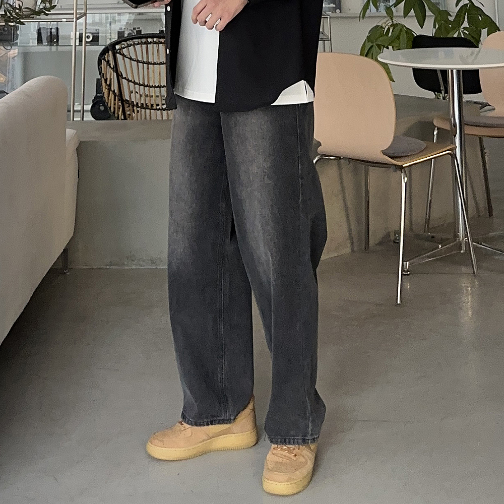 남자 와이드청바지 빅사이즈 통큰 허벅돼 흑청 남자 청바지