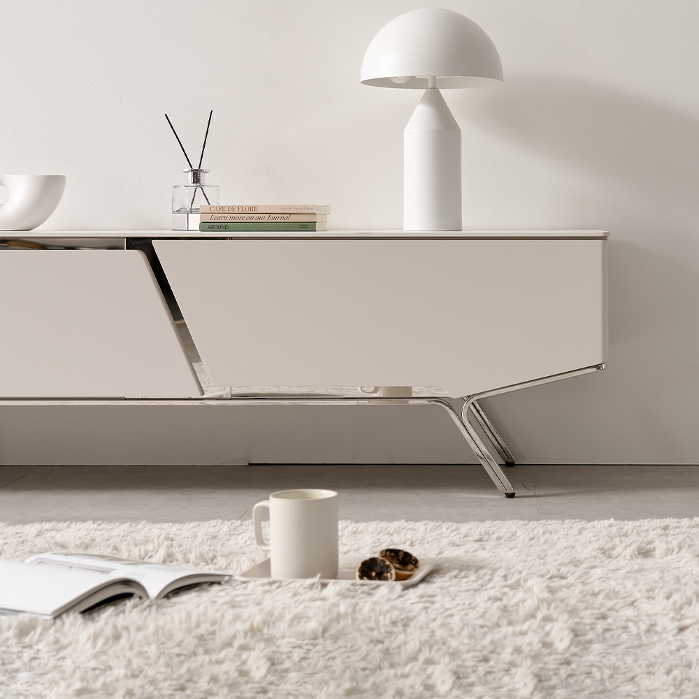 밀크 세라믹 거실장 낮은 85인치 티비다이 TV선반 캄비오 2800mm, 화이트