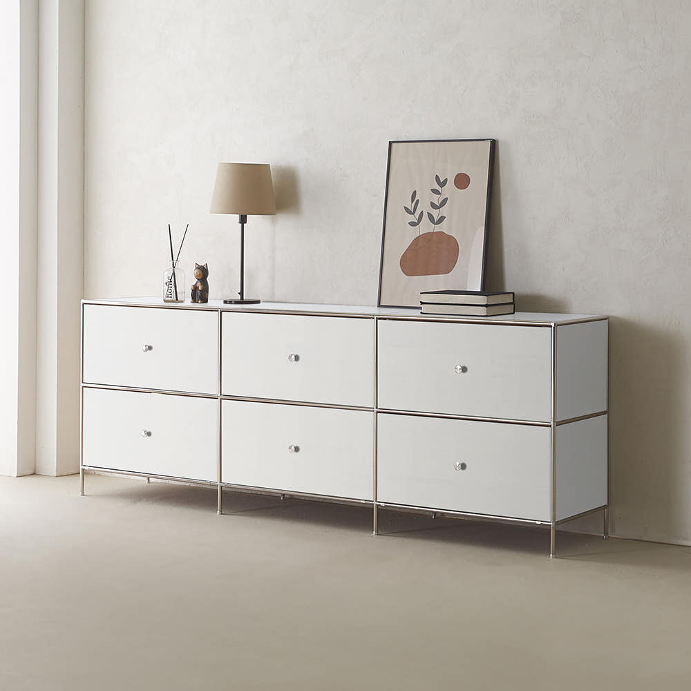 이노센트 스틸라 미드센츄리 2000 높은 모듈 거실장 104183 서랍형 2000mm, 화이트