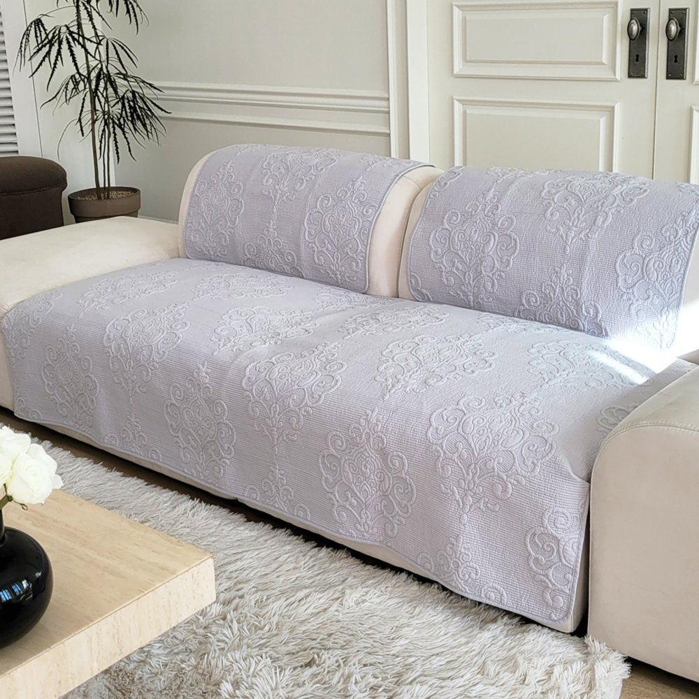 넓은 쇼파패드 4인용 순면 돌 소파매트 토퍼 덮개 커버 카우치 사계절 화이트 90x240