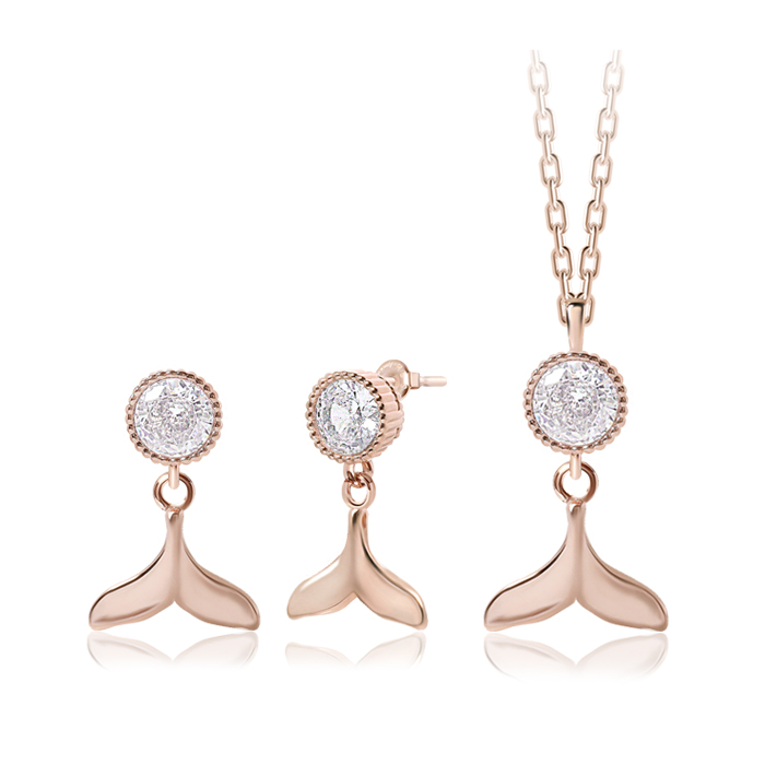 14K G.F 웨일 꼬리 SET 귀걸이/목걸이 SET0447 - 상품 이미지