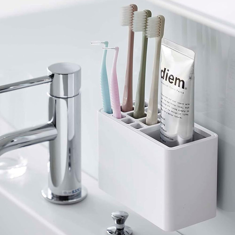 야마자키 칫솔꽂이 무타공 수납형 면도기 치약 걸이 거치대