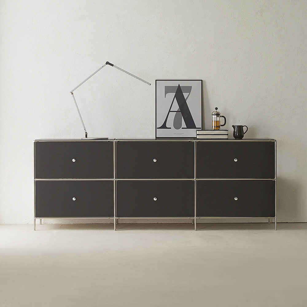 이노센트 스틸라 미드센츄리 2000 높은 모듈 거실장 104183 서랍형 2000mm, 블랙