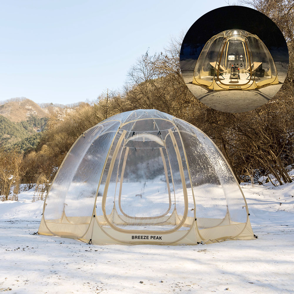 원터치 투명 돔 텐트 팝업텐트 호박 쉘터 우레탄창 초대형 6면