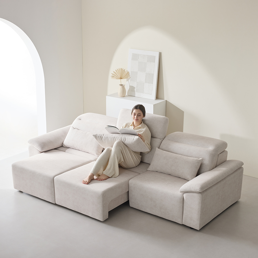 코모 모션 슬라이드 리클라이너 패브릭 4인 쇼파