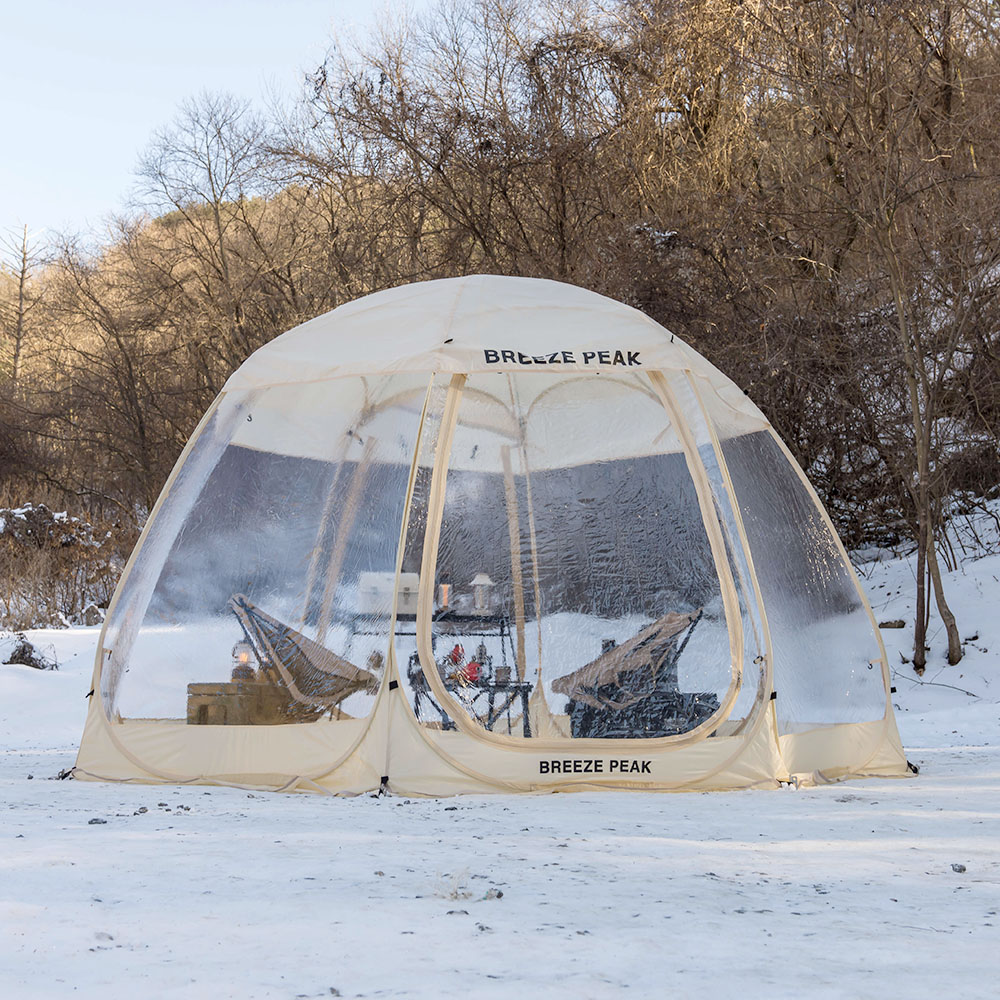 원터치 투명 돔 텐트 팝업텐트 호박 쉘터 우레탄창 초대형 6면