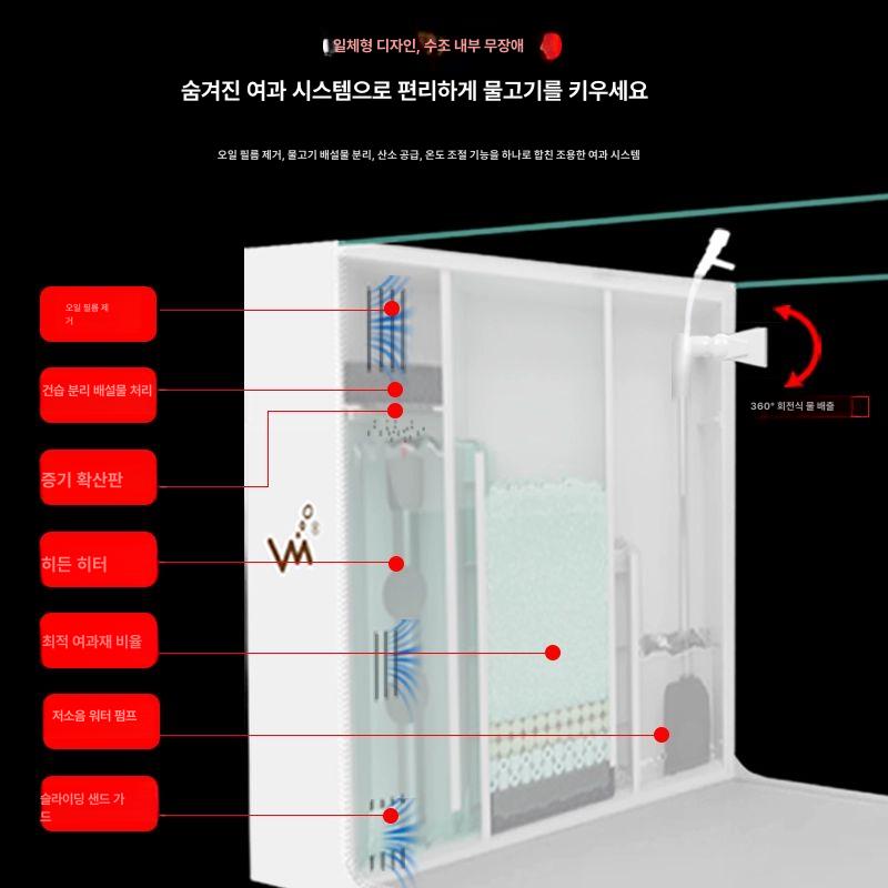 자동청소어항 물고기 열대어 미니 무환수 수족관 편리한 화이트 사이드 필터 표준 - 상세 이미지 3