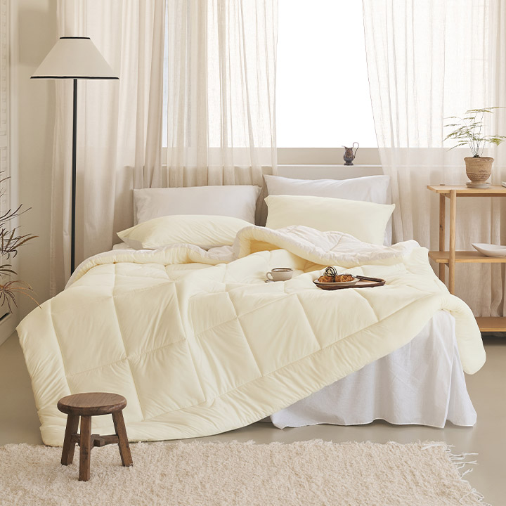 삼익가구 르텔라 60수 고밀도 순면+소프트밀크 양면 사계절 차렵이불 세트 SS(이불+베개커버)