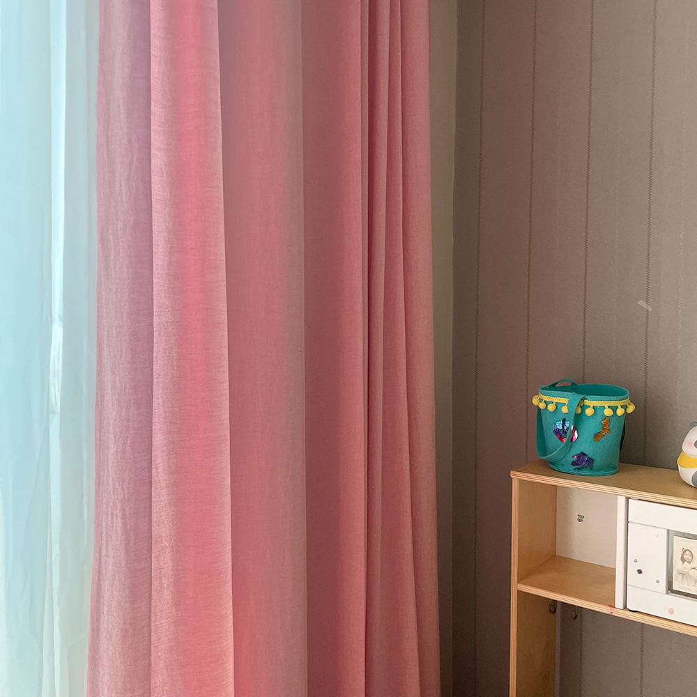 바이아미 멜란 무지 아이방 키즈 커튼 꽃핑크 맞춤제작
