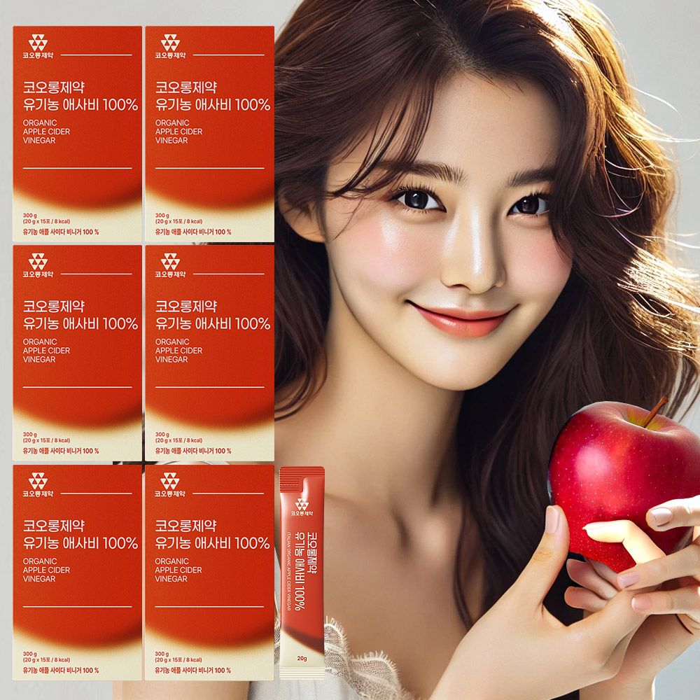 애사비 애플사이다비니거 사과식초 유기농 300ml, 6개