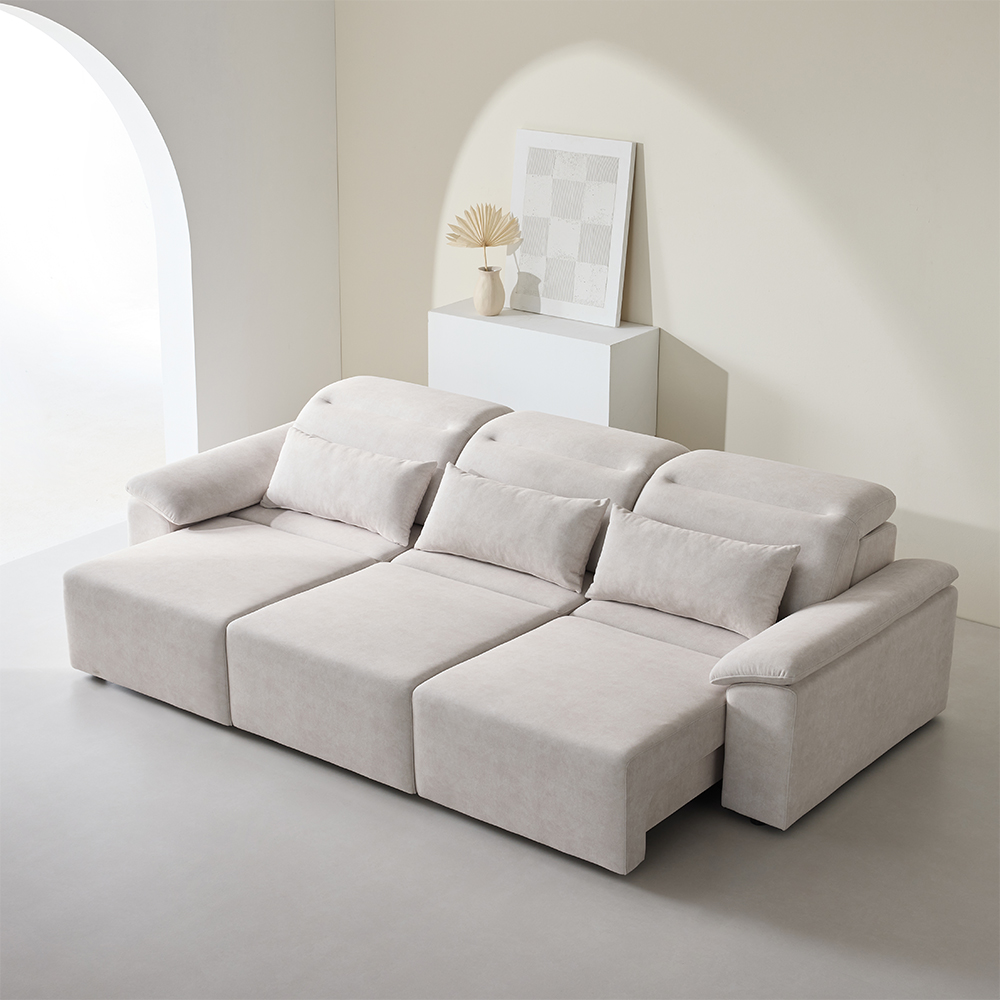 코모 모션 슬라이드 리클라이너 패브릭 4인 쇼파