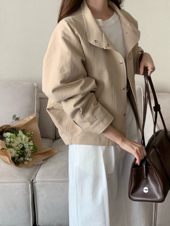 (당일일부)봄신상 탄탄 코튼 뮤어 하이넥 점퍼 똑딱단추 여성 오버박시 나그랑 블루종 자켓(86237) 상세 이미지 23