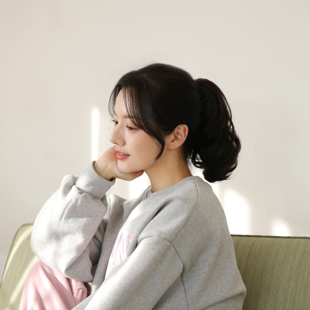 포니테일 가발 집게 머리 달비 숏레이어드 세팅펌 - 상품 이미지