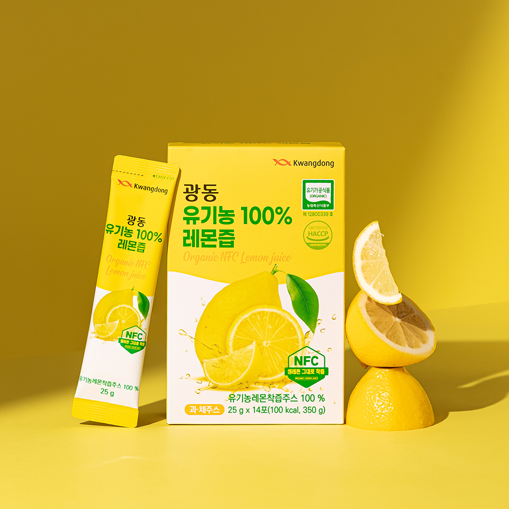 광동 유기농 100% 레몬즙 레몬착즙주스 (25g x 14포) 350ml, 2개 - 상세 이미지 4