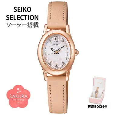세이코 셀렉션 SEIKO 솔라 벚꽃 한정판 금장 SWFA208 여자 손목 캐주얼 시계 - 상품 이미지