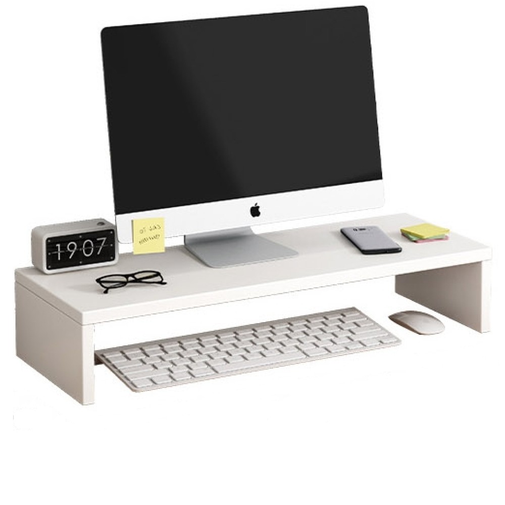 멜럽 화이트 모니터받침대 1단 우드 모니터 받침 선반 책상 정리대