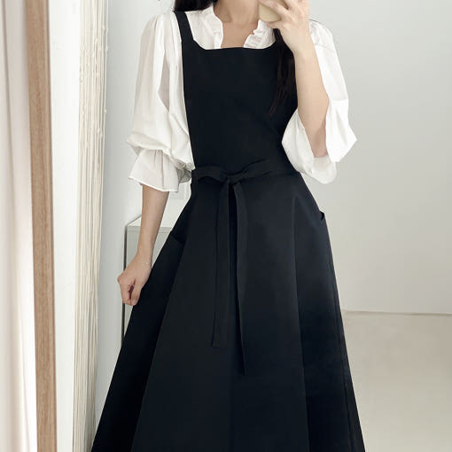 한스데이 리나 플레어 방수 앞치마 롱 원피스 자수 플로리스트 네일샵 에이프런