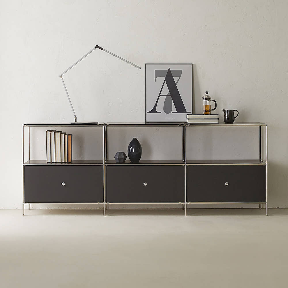 이노센트 스틸라 미드센츄리 2000 높은 모듈 거실장 104182 선반형 2000mm, 블랙