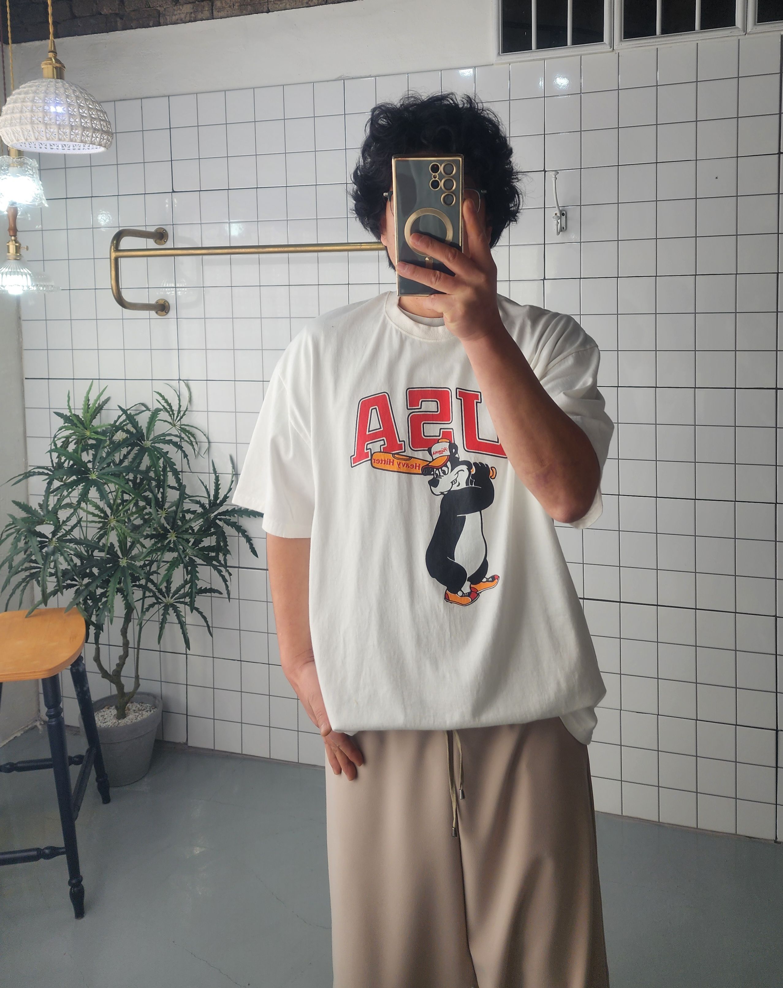피그워싱 야구 프린팅 반소매 봄 여름 티셔츠 이미지 7