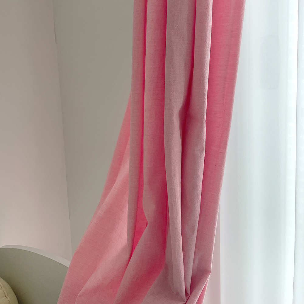 바이아미 멜란 무지 아이방 키즈 커튼 꽃핑크 맞춤제작