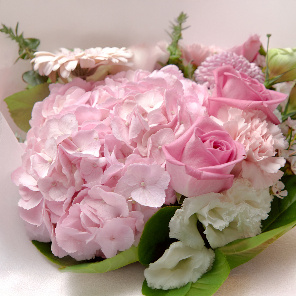 파스텔 핑크 수국 플라워 꽃다발 생화 꽃바구니 기념일 발렌타인데이 꽃배달 꽃배송서비스