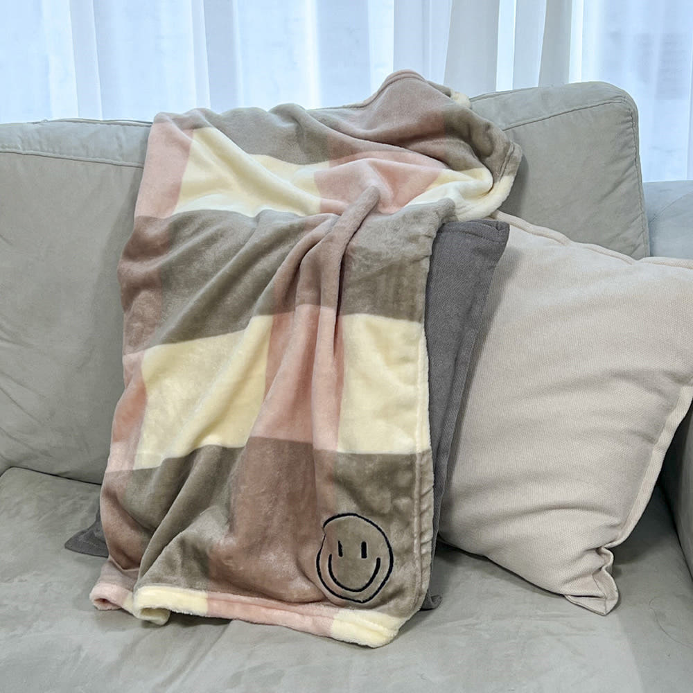 미니 스마일 극세사 무릎담요 여름 겨울 차량 비행기 사무실 차량용 담요 핑크, 80x100cm