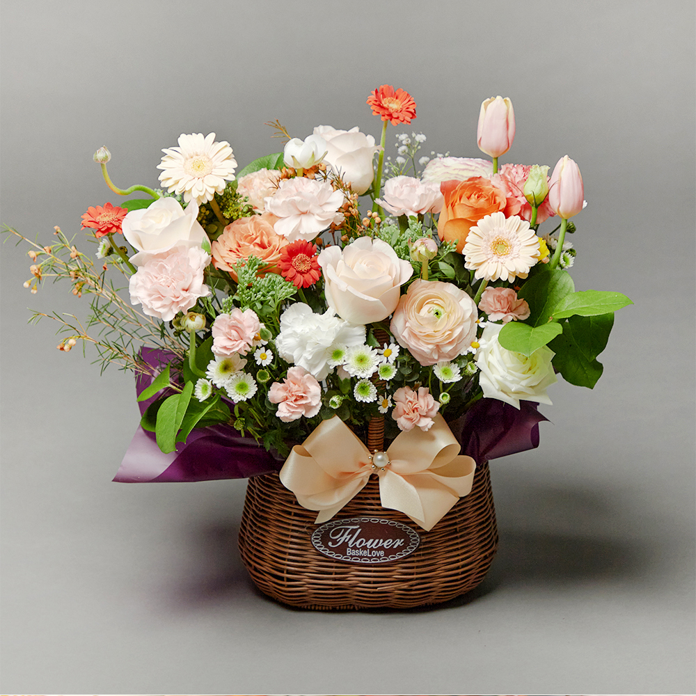 다홍빛 오렌지 플로라 플라워 꽃다발 생화 꽃바구니 생일 기념일 발렌타인데이 전국꽃배달