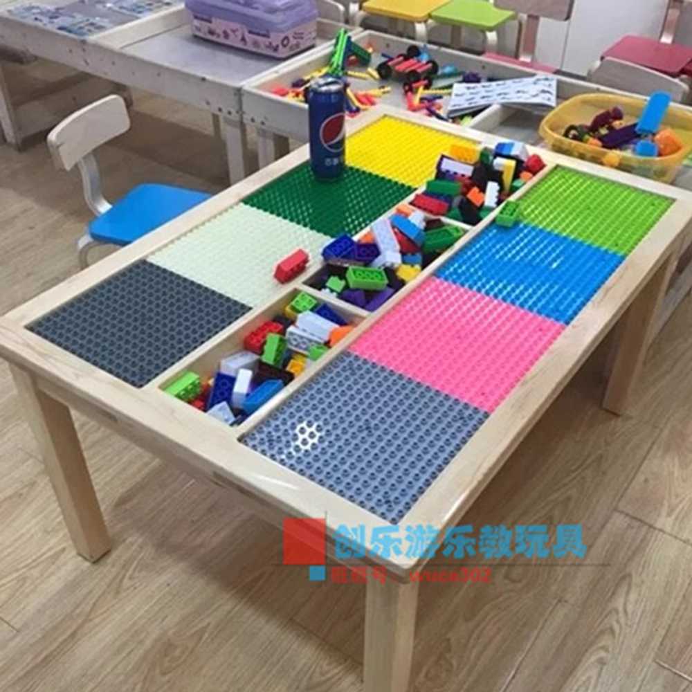 호환 레고테이블 원목 정리함 상품 돌봄교실 블럭판 수납 C 직사각형 테이블 - 상세 이미지 2