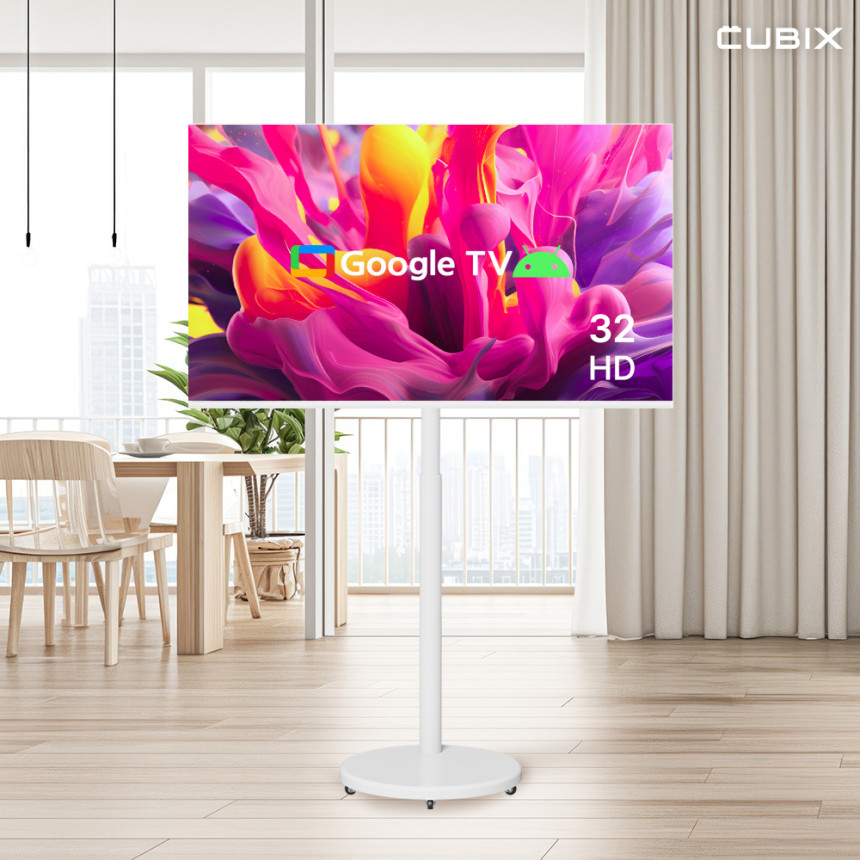 무빙큐빅스 삼탠바이미 화이트에디션 스마트티비 이동식tv X1시리즈 셋트 81cm(32인치 TV), HD, 자가설치