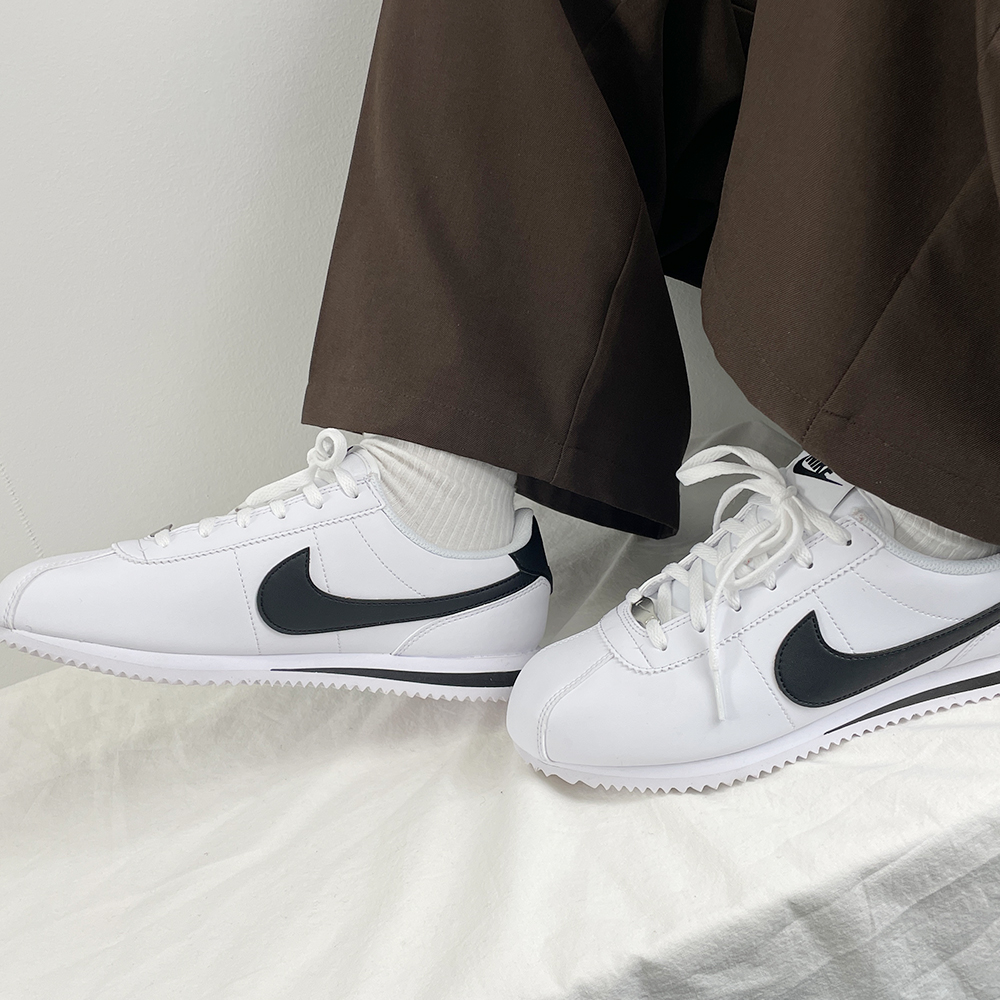 (국내매장판) 나이키 코르테즈 레더 블랙 화이트 흰검 검흰