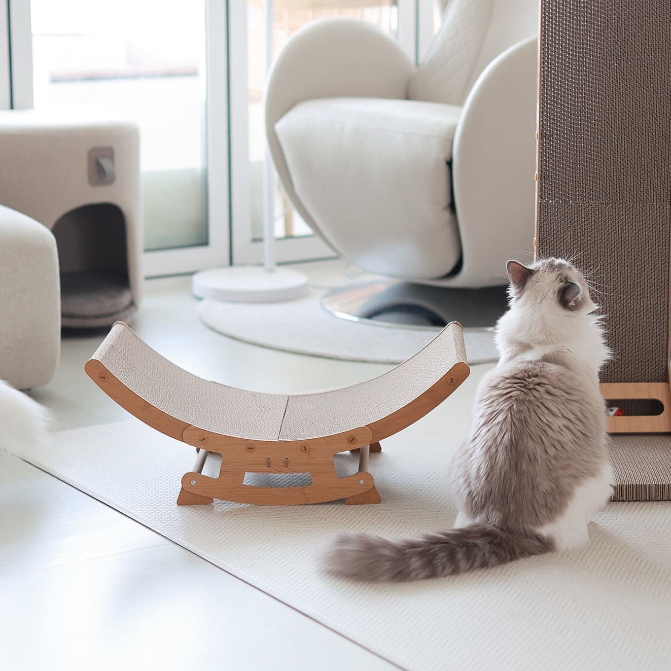 아토주 유라인 고양이 다기능 스크래쳐 소형 2 in 1 고정모드 흔들모드 이미지 2