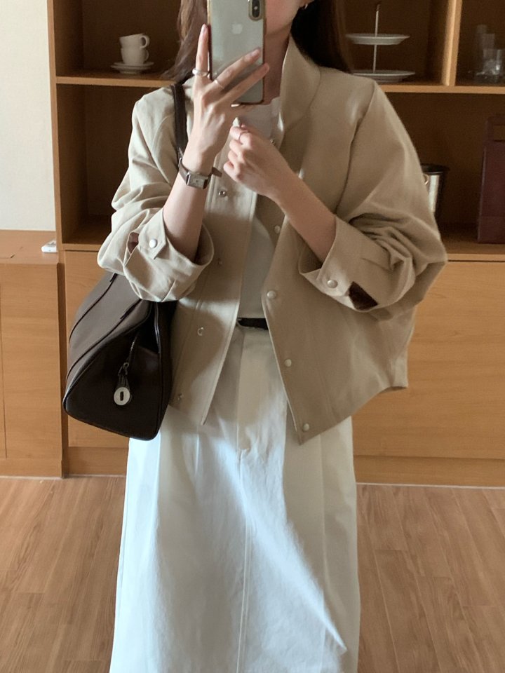 (당일일부)봄신상 탄탄 코튼 뮤어 하이넥 점퍼 똑딱단추 여성 오버박시 나그랑 블루종 자켓(86237) 상세 이미지 30