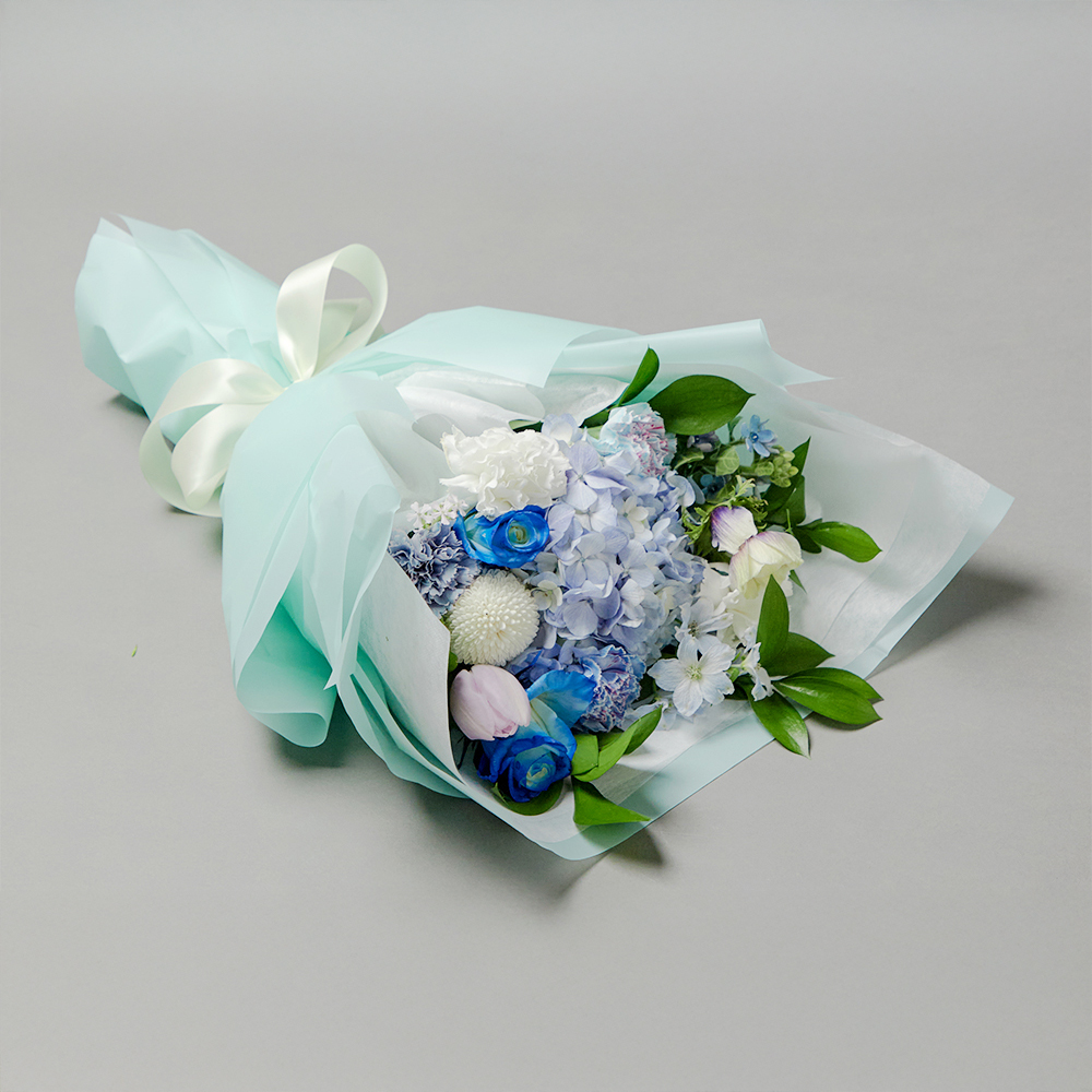 블루 파란 수국 플라워 꽃다발 생화 꽃바구니 생일 기념일 발렌타인데이 꽃배달 꽃배송서비스 - 상세 이미지 2