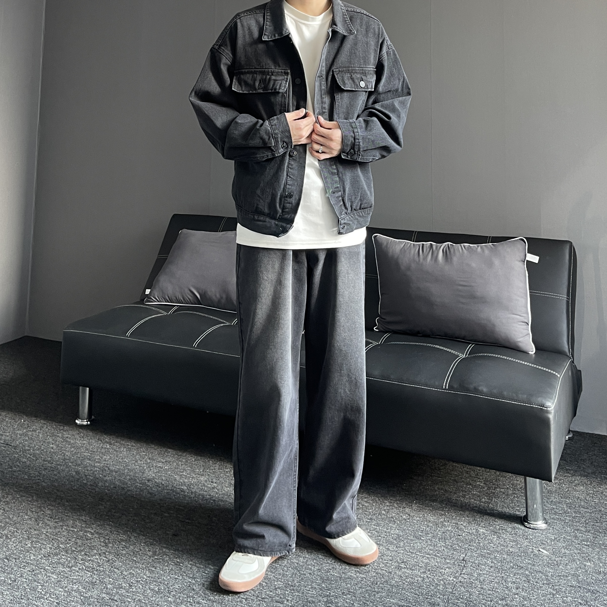 흑청바지 남자와이드청바지 통청바지 이미지 8