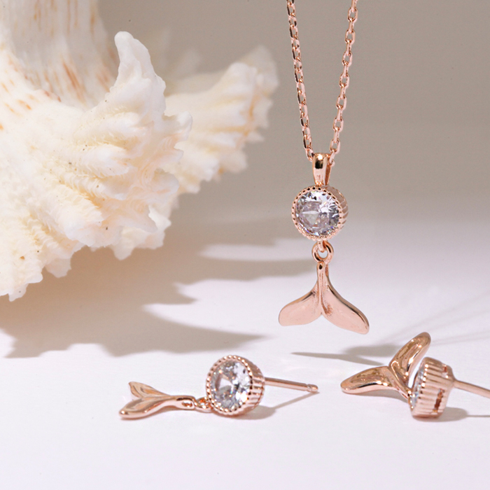 14K G.F 웨일 꼬리 SET 귀걸이/목걸이 SET0447 - 상세 이미지 2