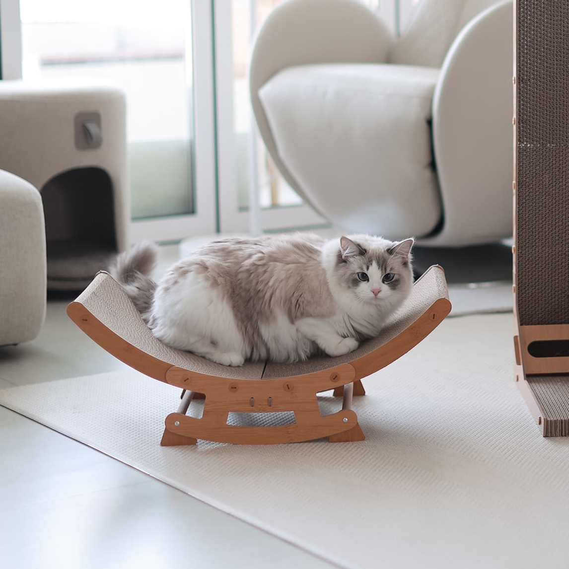 아토주 유라인 고양이 다기능 스크래쳐 소형 2 in 1 고정모드 흔들모드 이미지 3