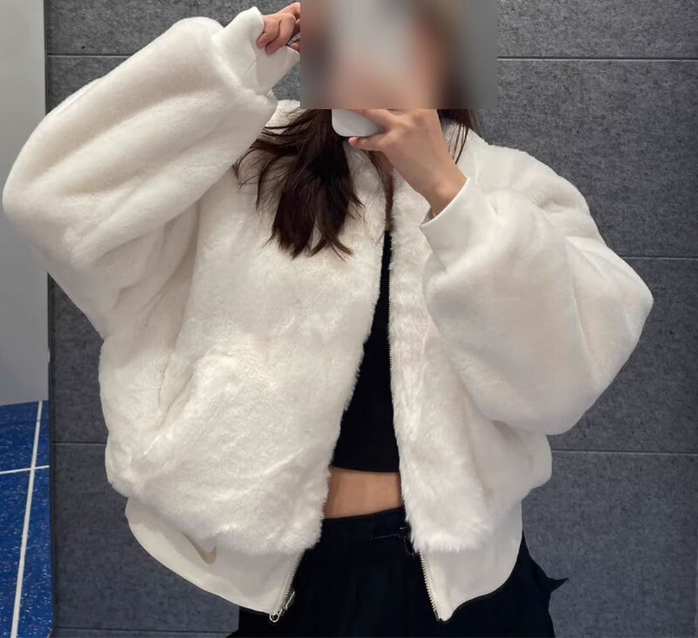 나이키 인조 퍼 리버시블 여성 플리스 후리스 집업 자켓 FB8693-133 - 상세 이미지 2