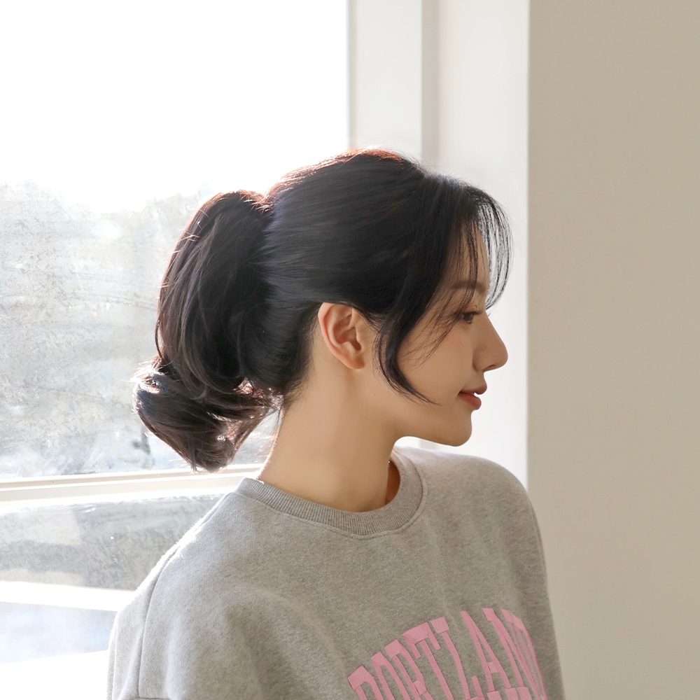 포니테일 가발 집게 머리 달비 숏레이어드 세팅펌 - 상세 이미지 4